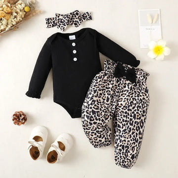 Image of Adorable 3pcs Newborn Baby Girl Jumpsuit Set with Floral Pattern and Cotton Comfort. Shop now at OleOle.