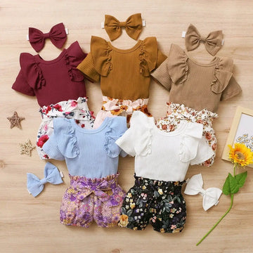 Newborn Baby Girl 3pcs Jumpsuit Set (0 - 2yrs)