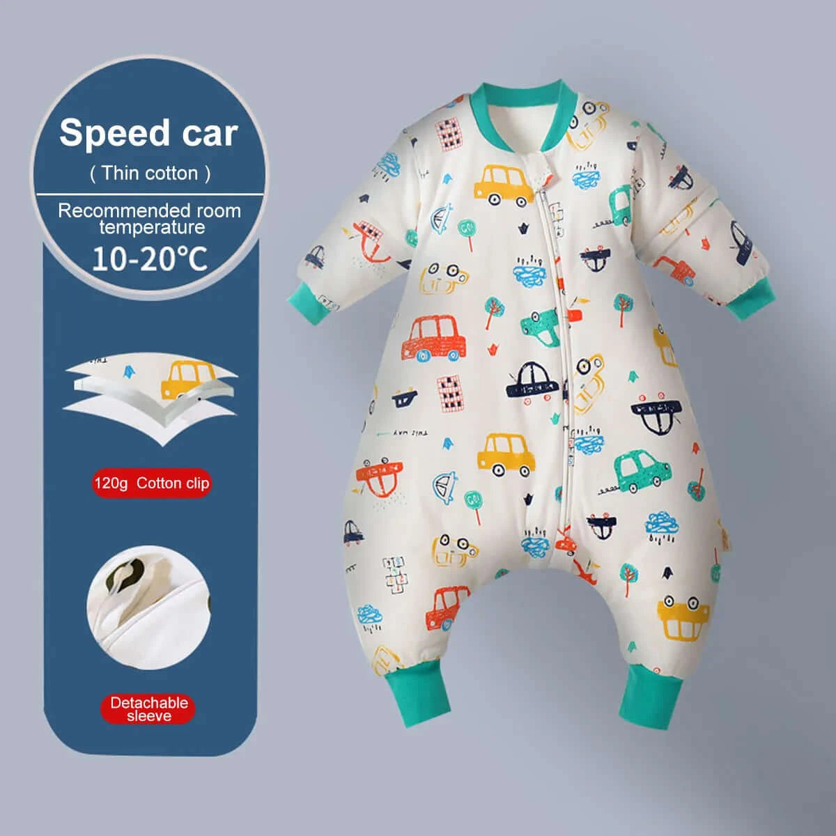 Image of All Seasons Baby Sleeping Bag - Soft Cotton, Detachable Sleeves, Ideal for Infant Sleepsack. Shop now at OleOle.