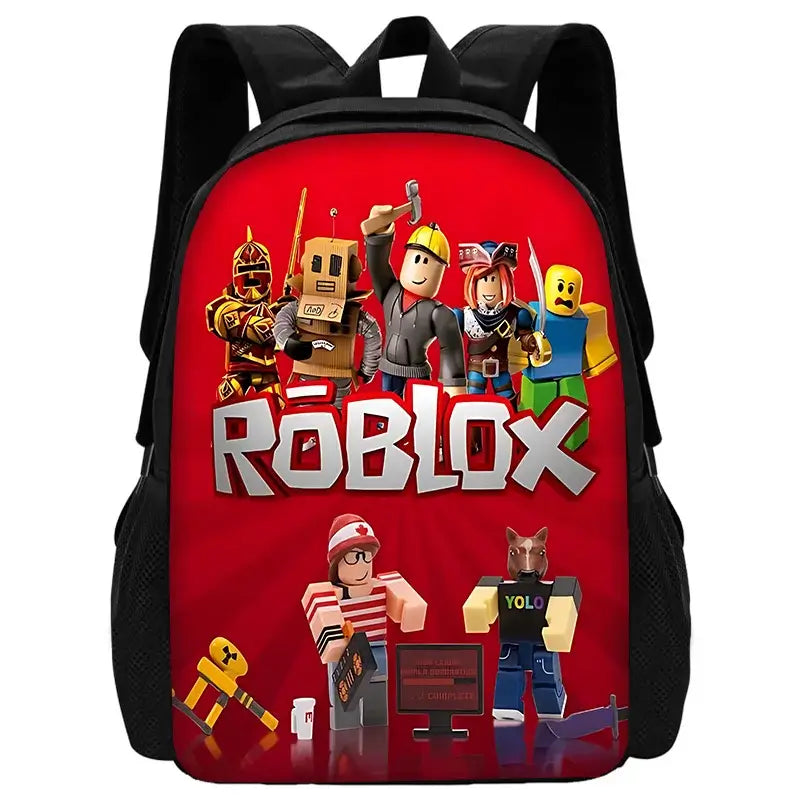 Red Roblox Game Theme School backpack for kids.