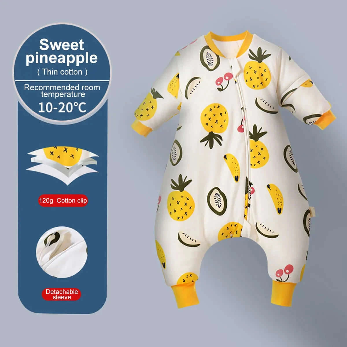 Image of All Seasons Baby Sleeping Bag - Soft Cotton, Detachable Sleeves, Ideal for Infant Sleepsack. Shop now at OleOle.