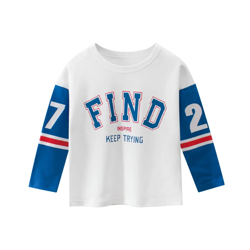 Image of Boys Long Sleeve Rugby Printed T Shirt - Stylish comfort for ages 1-8. Shop now at OleOle.