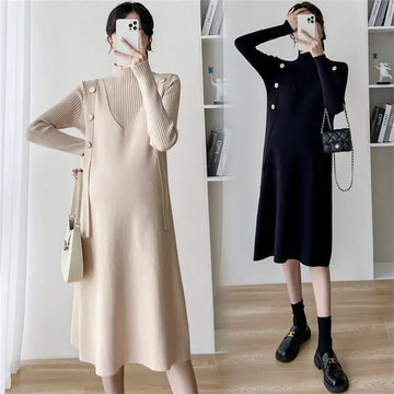 Long Sleeve Rib Knit Maternity Dress