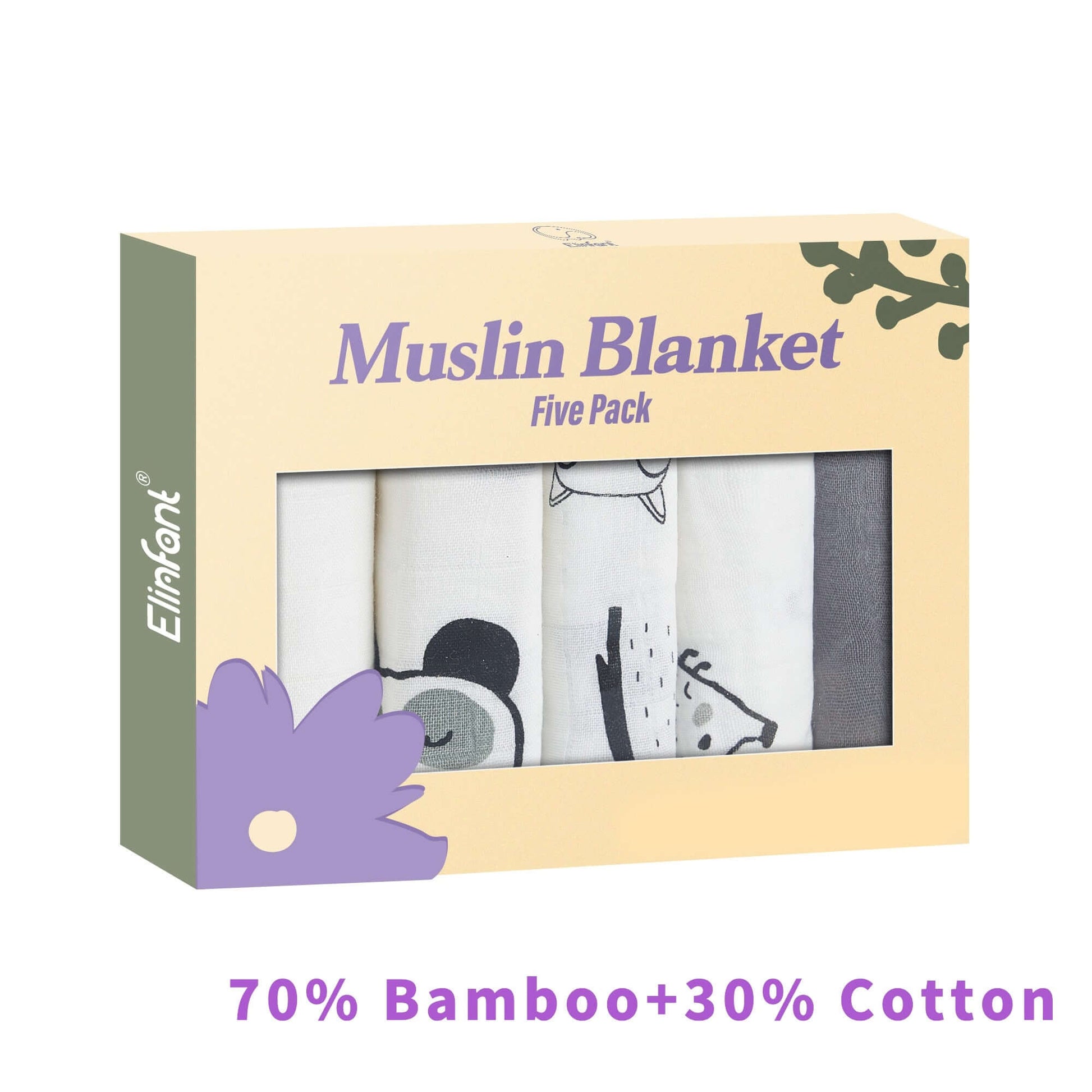 Image of Bamboo Cotton Muslin Bibs Gift Set - 5pcs. Soft, Stylish, and Ideal for Your Baby. Perfect Gift. On Sale Now at OleOle!