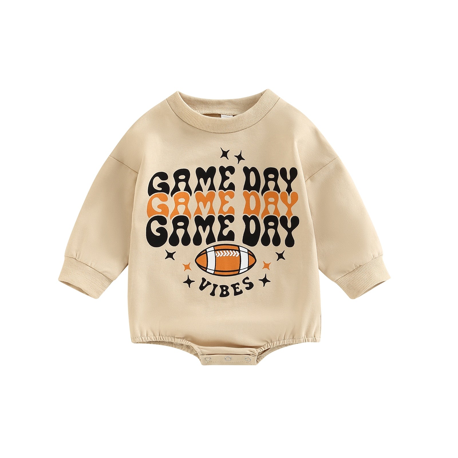 Image of Football Game Day Sweatshirt Romper for Boys & Girls - Infant Bodysuit ages 0-18 months - Cosy style for the littlest fans! Available at OleOle.