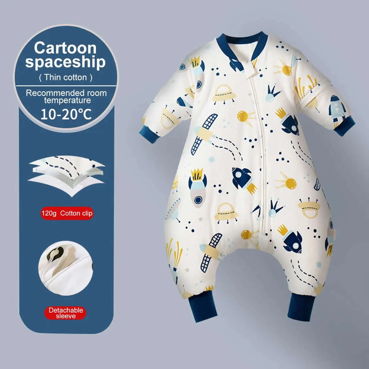 Image of All Seasons Baby Sleeping Bag - Soft Cotton, Detachable Sleeves, Ideal for Infant Sleepsack. Shop now at OleOle.