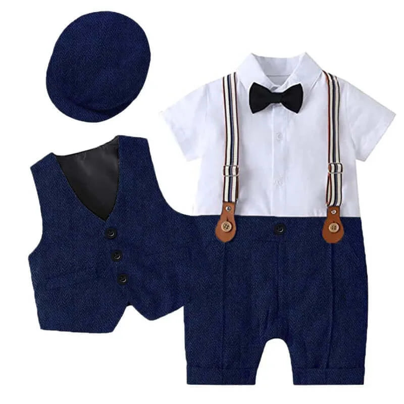 Image of Baby Boy Gentleman Suit with Bow Tie Set for 0-3 years - Adorable formalwear for your little one. On sale now at OleOle!"