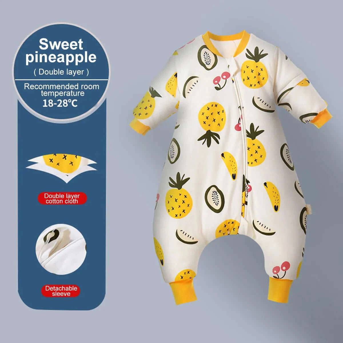 Image of All Seasons Baby Sleeping Bag - Soft Cotton, Detachable Sleeves, Ideal for Infant Sleepsack. Shop now at OleOle.