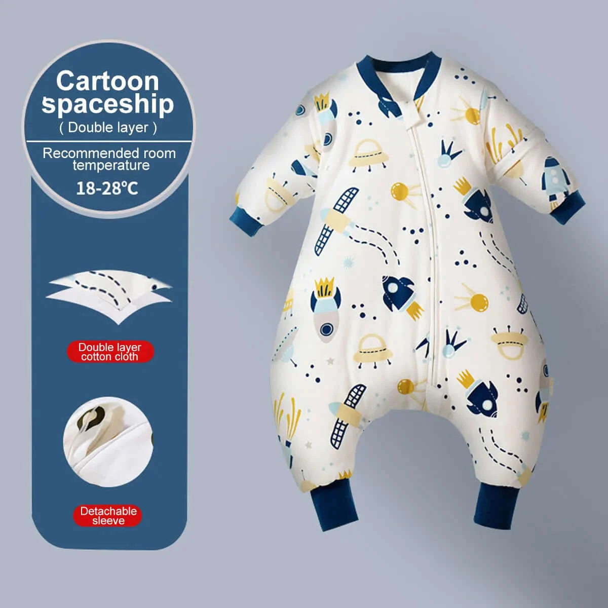 Image of All Seasons Baby Sleeping Bag - Soft Cotton, Detachable Sleeves, Ideal for Infant Sleepsack. Shop now at OleOle.