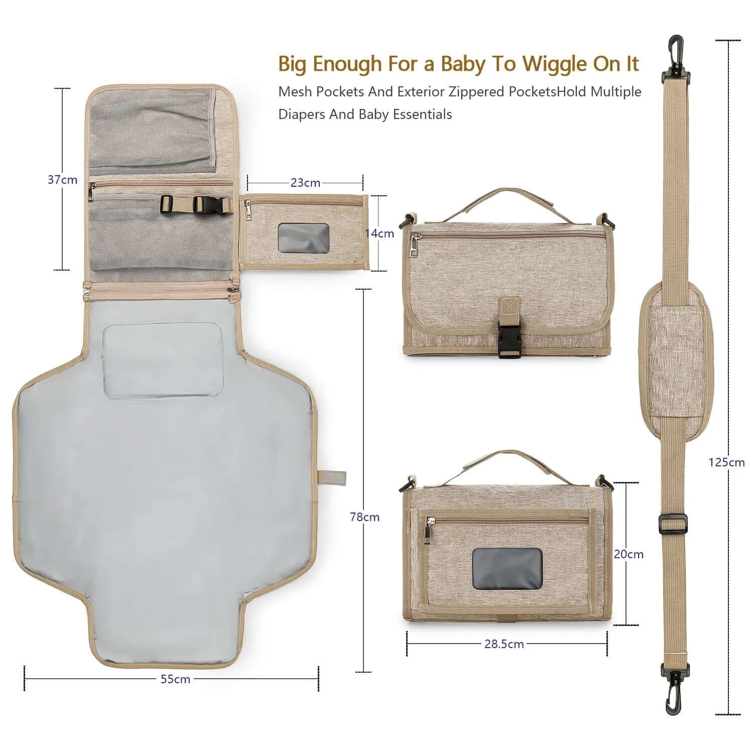 Image of Multifunctional Baby Changing Mat - Portable, Waterproof, and Travel-Friendly. Spacious design, multiple pockets, detachable pad, waterproof materials, foam pillow for ultimate comfort. Shop now at OleOle.