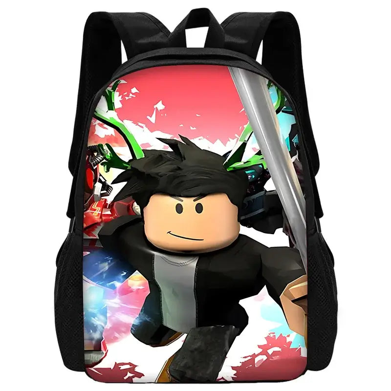 Black Roblox Game Theme School backpack for kids.