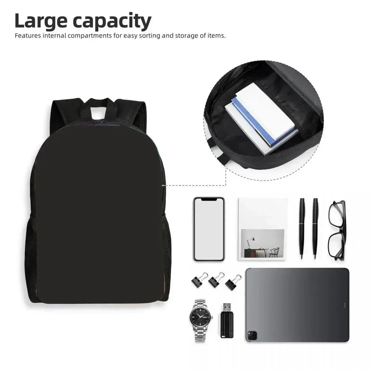 Capacity of Roblox Game Theme School Bag Set with backpack, lunch bag, and pencil case for kids.