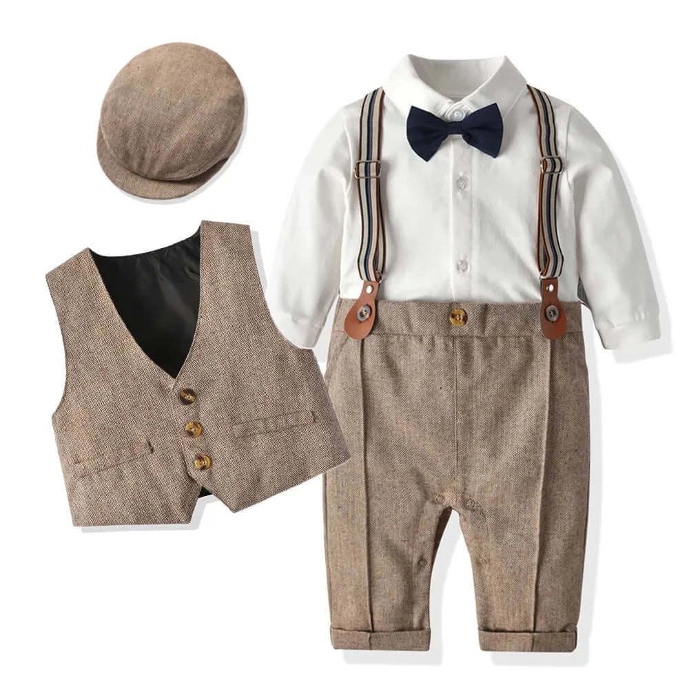 Image of Baby Boy Gentleman Suit with Bow Tie Set for 0-3 years - Adorable formalwear for your little one. On sale now at OleOle!"