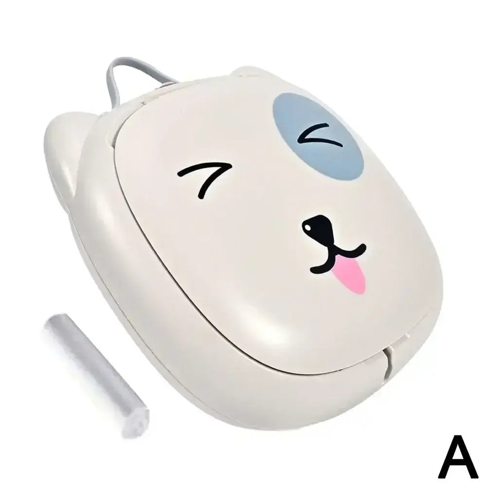 Kids foldable travel toilet featuring a cute dog face design; portable potty for toddlers and kids on the go.