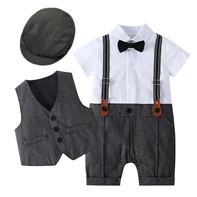 Image of Baby Boy Gentleman Suit with Bow Tie Set for 0-3 years - Adorable formalwear for your little one. On sale now at OleOle!"