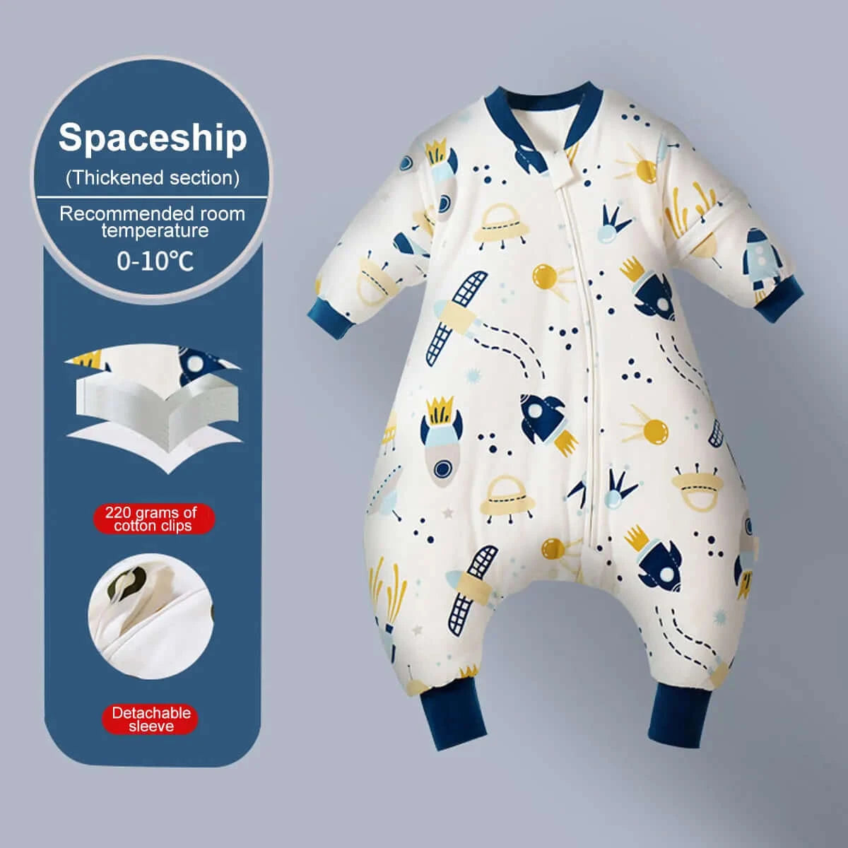 Image of All Seasons Baby Sleeping Bag - Soft Cotton, Detachable Sleeves, Ideal for Infant Sleepsack. Shop now at OleOle.