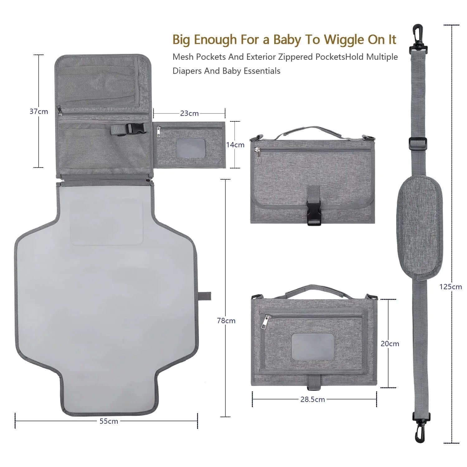 Image of Multifunctional Baby Changing Mat - Portable, Waterproof, and Travel-Friendly. Spacious design, multiple pockets, detachable pad, waterproof materials, foam pillow for ultimate comfort. Shop now at OleOle.