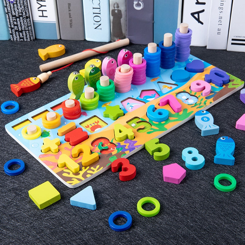Image of Montessori Math Board: Count, Shape, Colour, Match - Educational Wooden Toys, Perfect Gifts for Kids. Shop now at OleOle.
