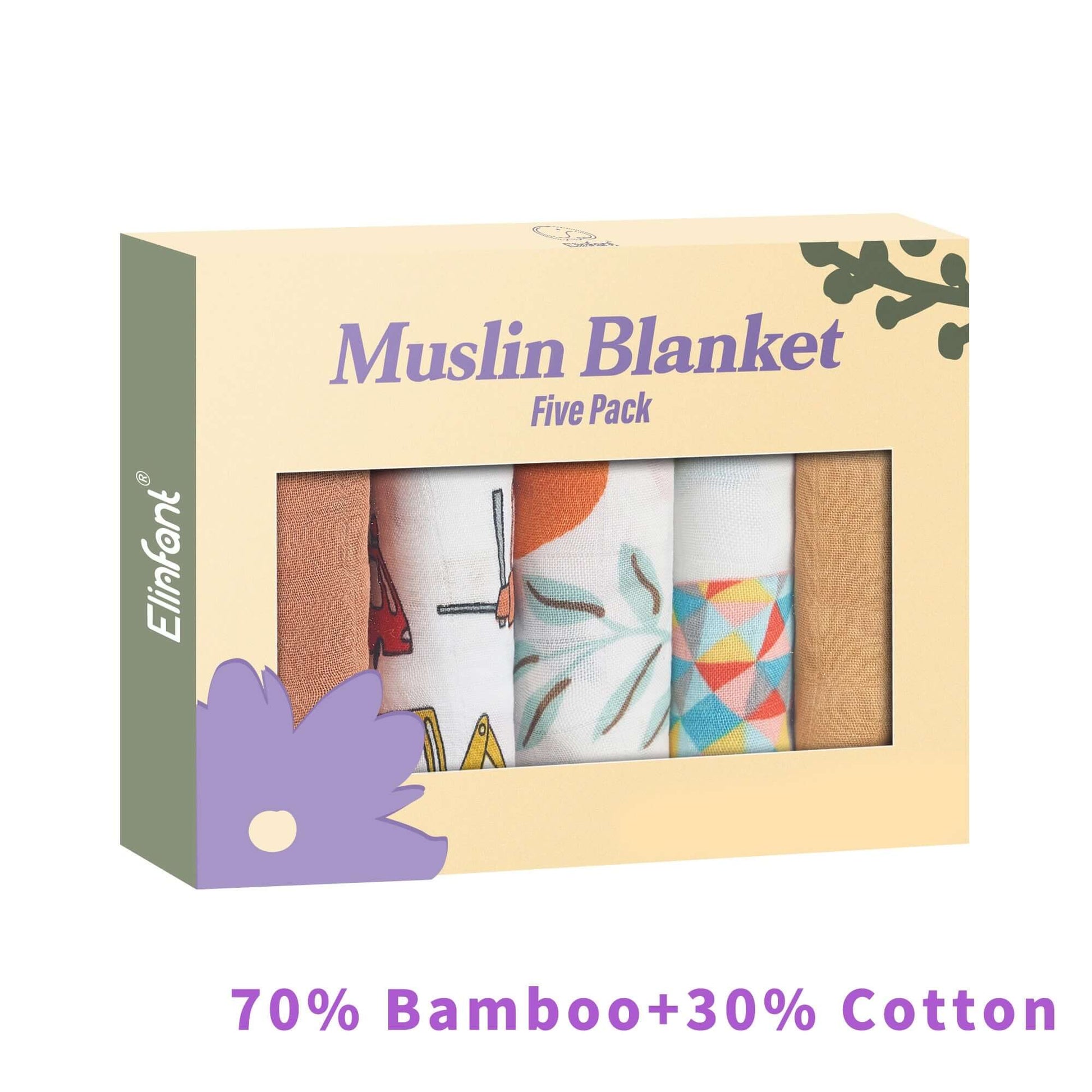 Image of Bamboo Cotton Muslin Bibs Gift Set - 5pcs. Soft, Stylish, and Ideal for Your Baby. Perfect Gift. On Sale Now at OleOle!