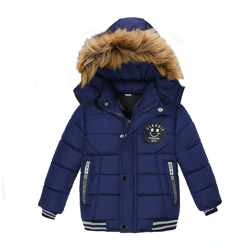 Image of Warm & Stylish Hooded Jacket with Faux Fur Collar for Trendy Baby Boys (2-6 yrs) - Winter Essentials! Shop now at OleOle.