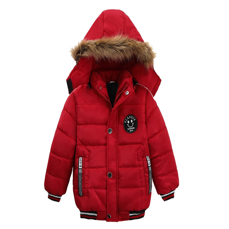 Image of Warm & Stylish Hooded Jacket with Faux Fur Collar for Trendy Baby Boys (2-6 yrs) - Winter Essentials! Shop now at OleOle.