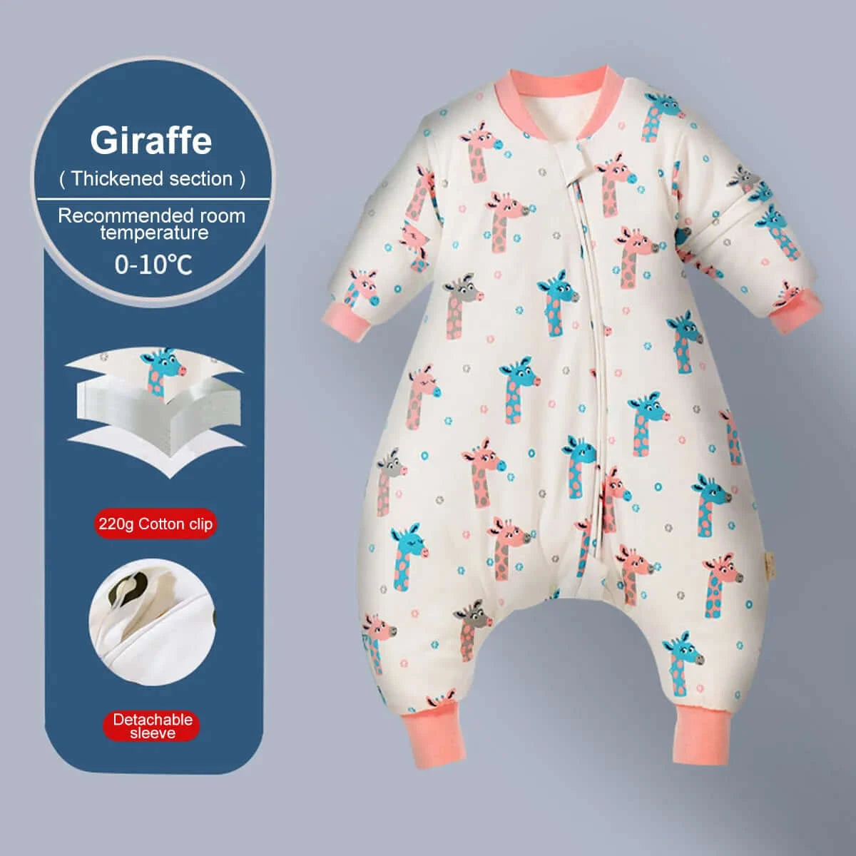 Image of All Seasons Baby Sleeping Bag - Soft Cotton, Detachable Sleeves, Ideal for Infant Sleepsack. Shop now at OleOle.