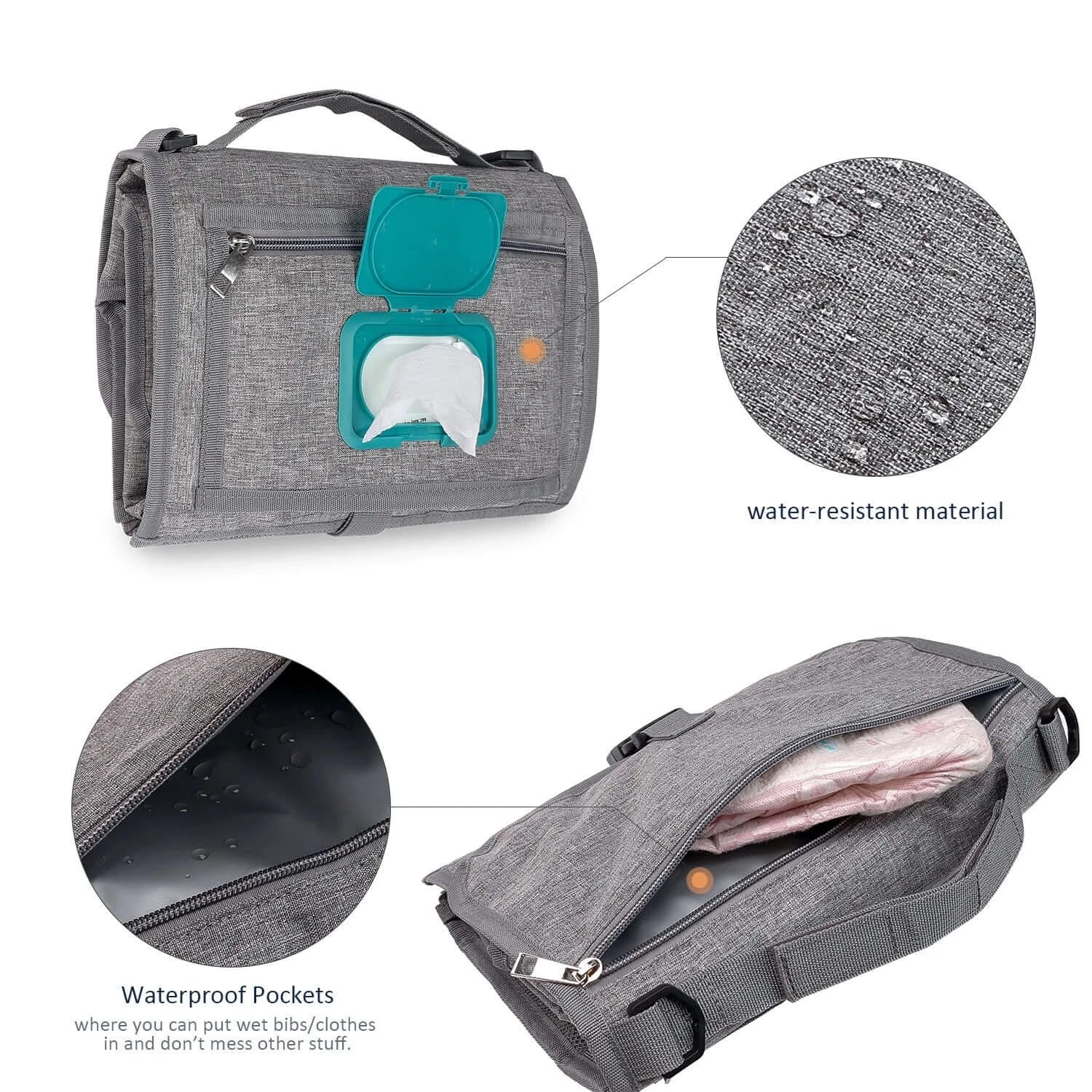 Image of Multifunctional Baby Changing Mat - Portable, Waterproof, and Travel-Friendly. Spacious design, multiple pockets, detachable pad, waterproof materials, foam pillow for ultimate comfort. Shop now at OleOle.