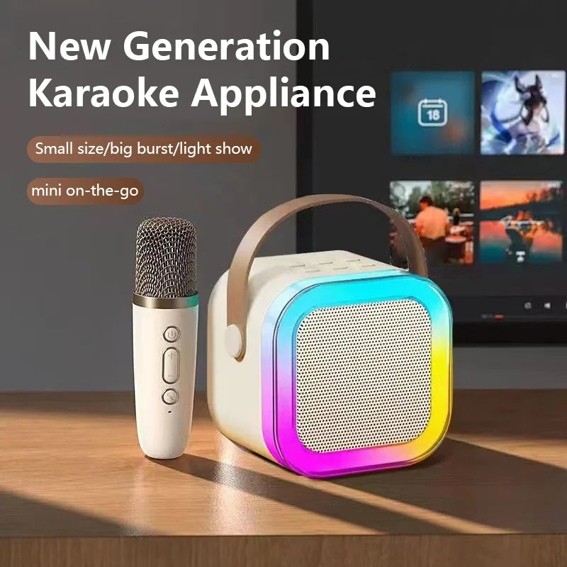 Image of Mini LED Karaoke System for Kids in beige colour with single mic