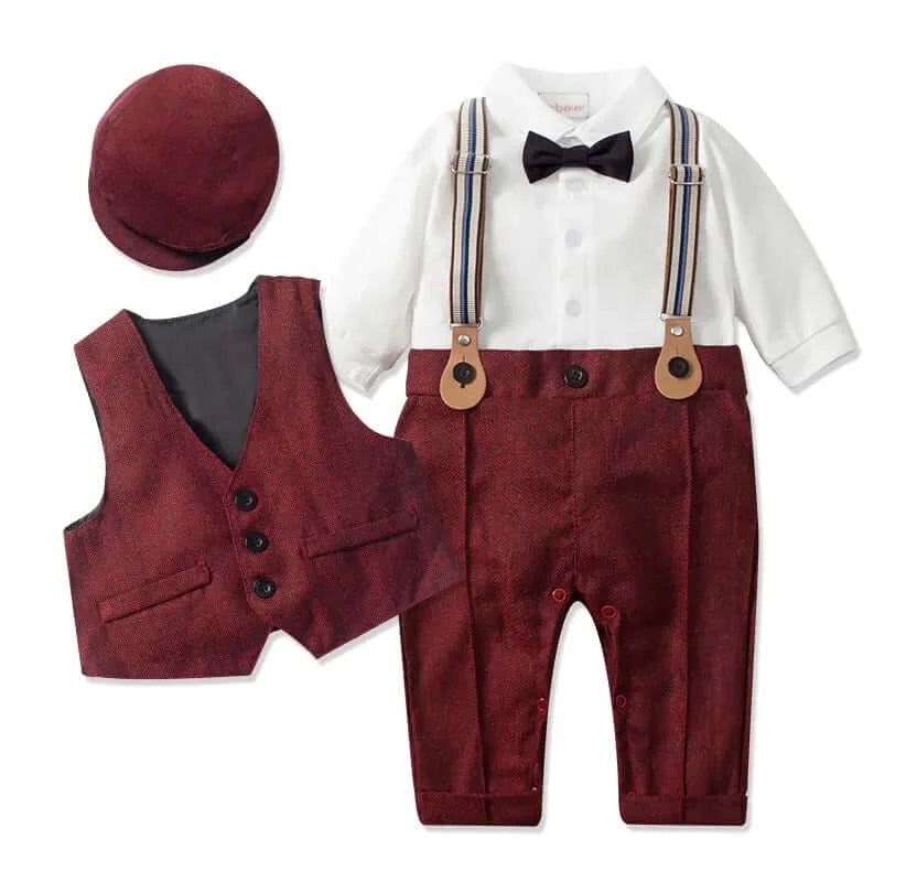 Image of Baby Boy Gentleman Suit with Bow Tie Set for 0-3 years - Adorable formalwear for your little one. On sale now at OleOle!"