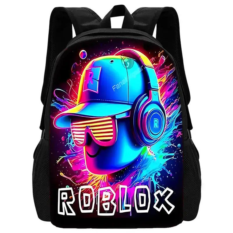 3D Blue Anime Roblox Game Theme School backpack for kids.