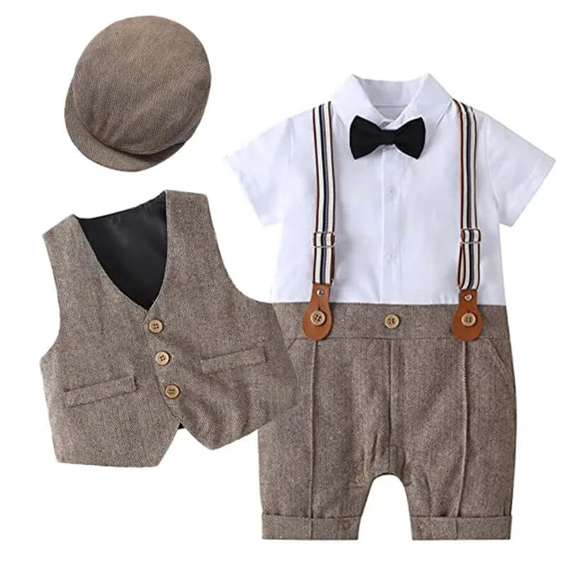 Image of Baby Boy Gentleman Suit with Bow Tie Set for 0-3 years - Adorable formalwear for your little one. On sale now at OleOle!"