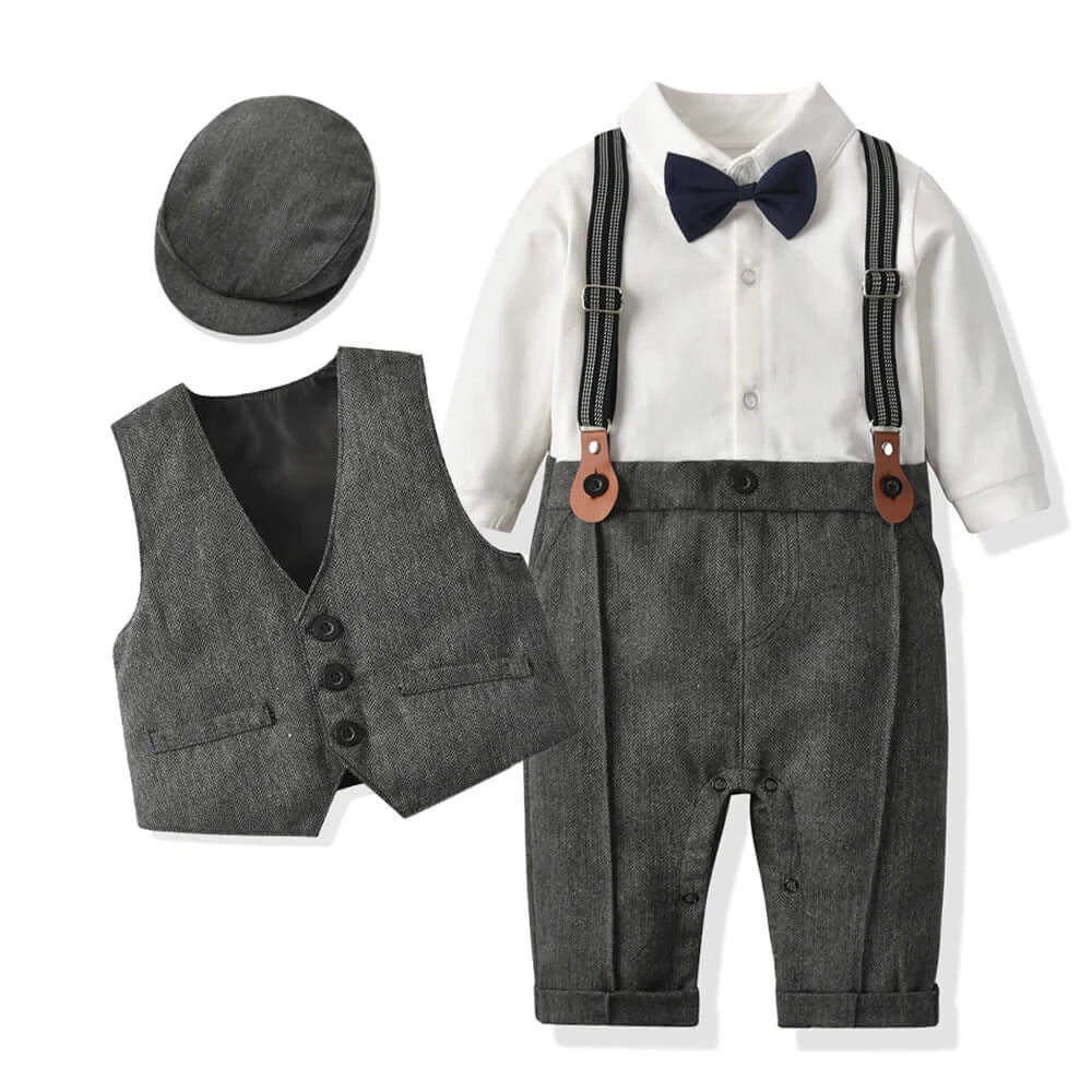 Image of Baby Boy Gentleman Suit with Bow Tie Set for 0-3 years - Adorable formalwear for your little one. On sale now at OleOle!"