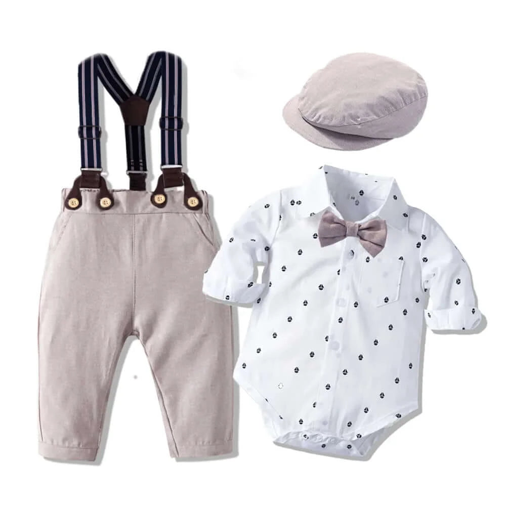 Image of Baby Boy Gentleman Suit with Bow Tie Set for 0-3 years - Adorable formalwear for your little one. On sale now at OleOle!"