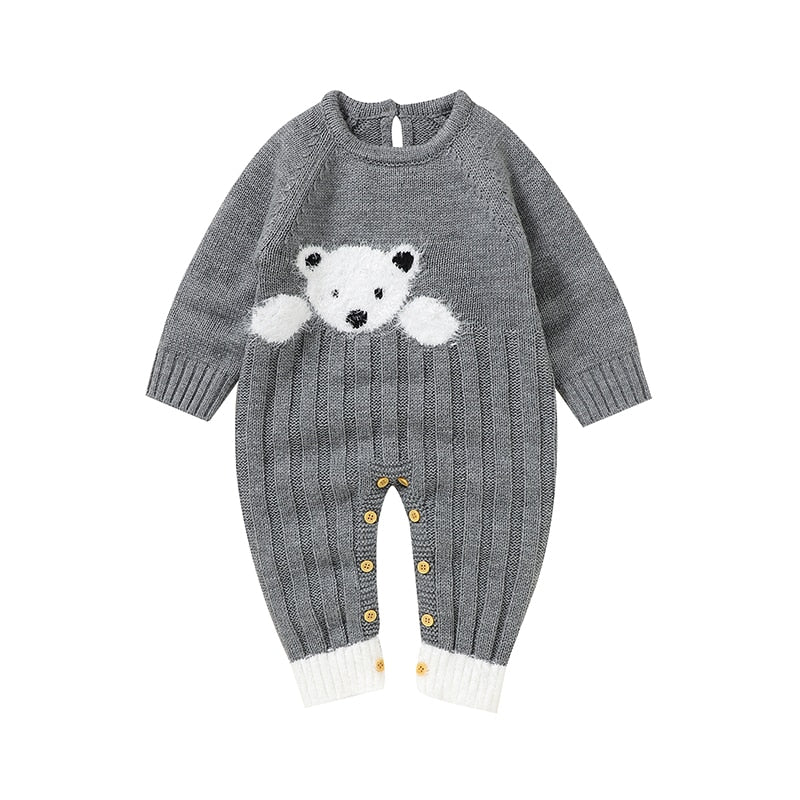 Image of OleOle Winter Fashion Knitted Long Sleeve Rompers - Adorable and cosy onesies for newborn baby boys and girls, available for ages 0 to 18 months. On sale now at OleOle