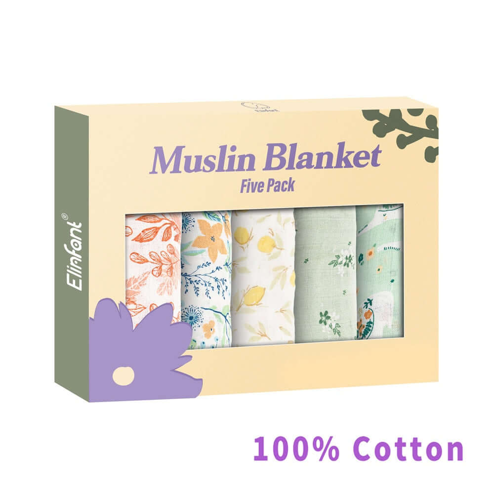 Image of Bamboo Cotton Muslin Bibs Gift Set - 5pcs. Soft, Stylish, and Ideal for Your Baby. Perfect Gift. On Sale Now at OleOle!