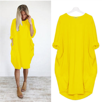 OleOle Spring Autumn Long Sleeve Casual Loose Maternity Dress for Pregnant Women (3XL - 5XL)