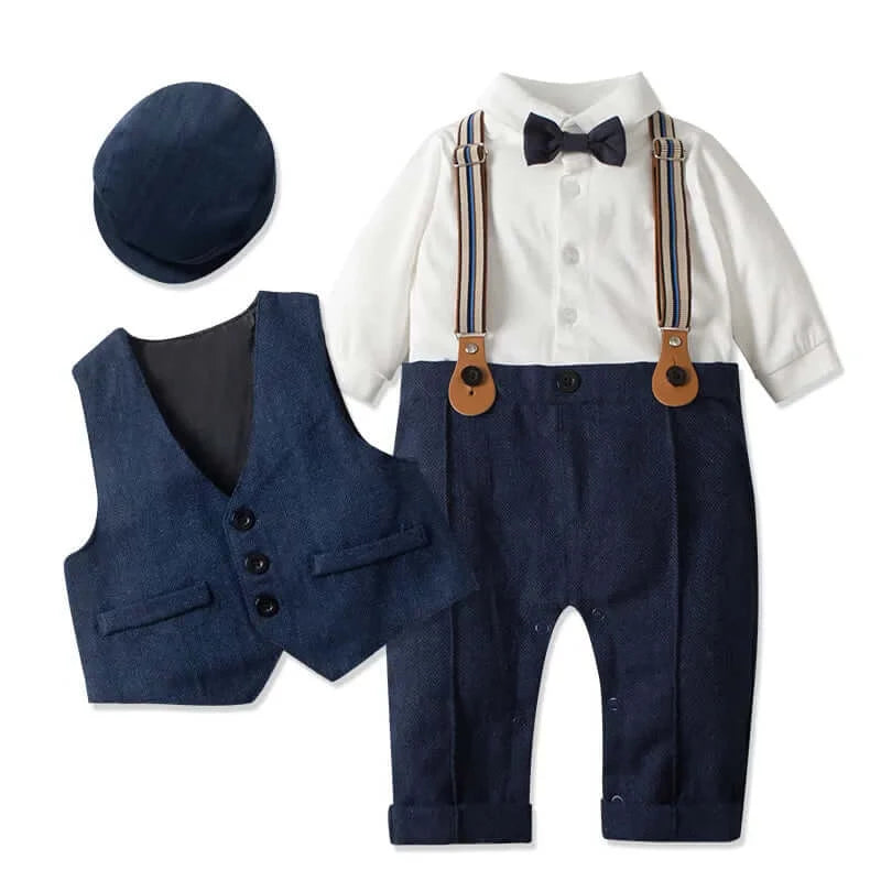 Image of Baby Boy Gentleman Suit with Bow Tie Set for 0-3 years - Adorable formalwear for your little one. On sale now at OleOle!"