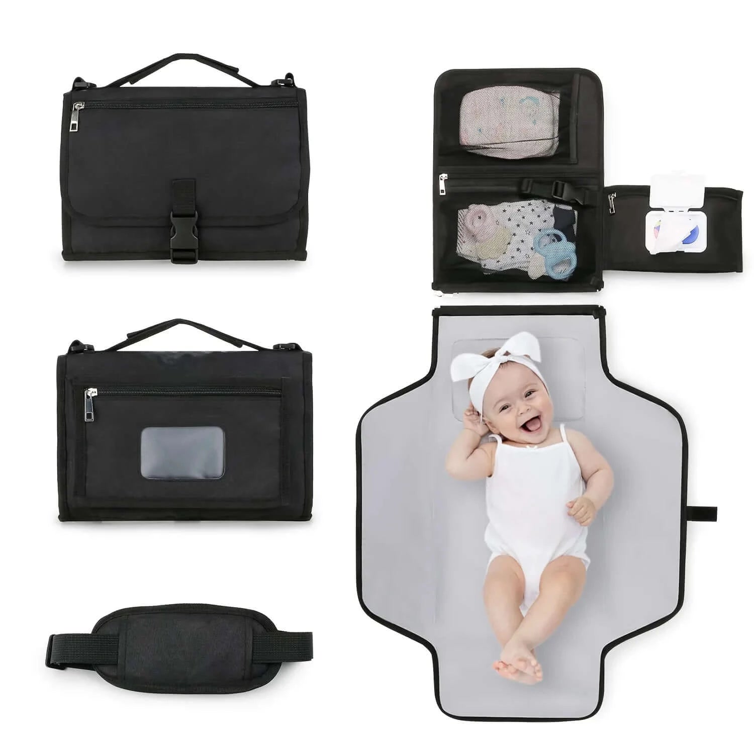 Image of Multifunctional Baby Changing Mat - Portable, Waterproof, and Travel-Friendly. Spacious design, multiple pockets, detachable pad, waterproof materials, foam pillow for ultimate comfort. Shop now at OleOle.