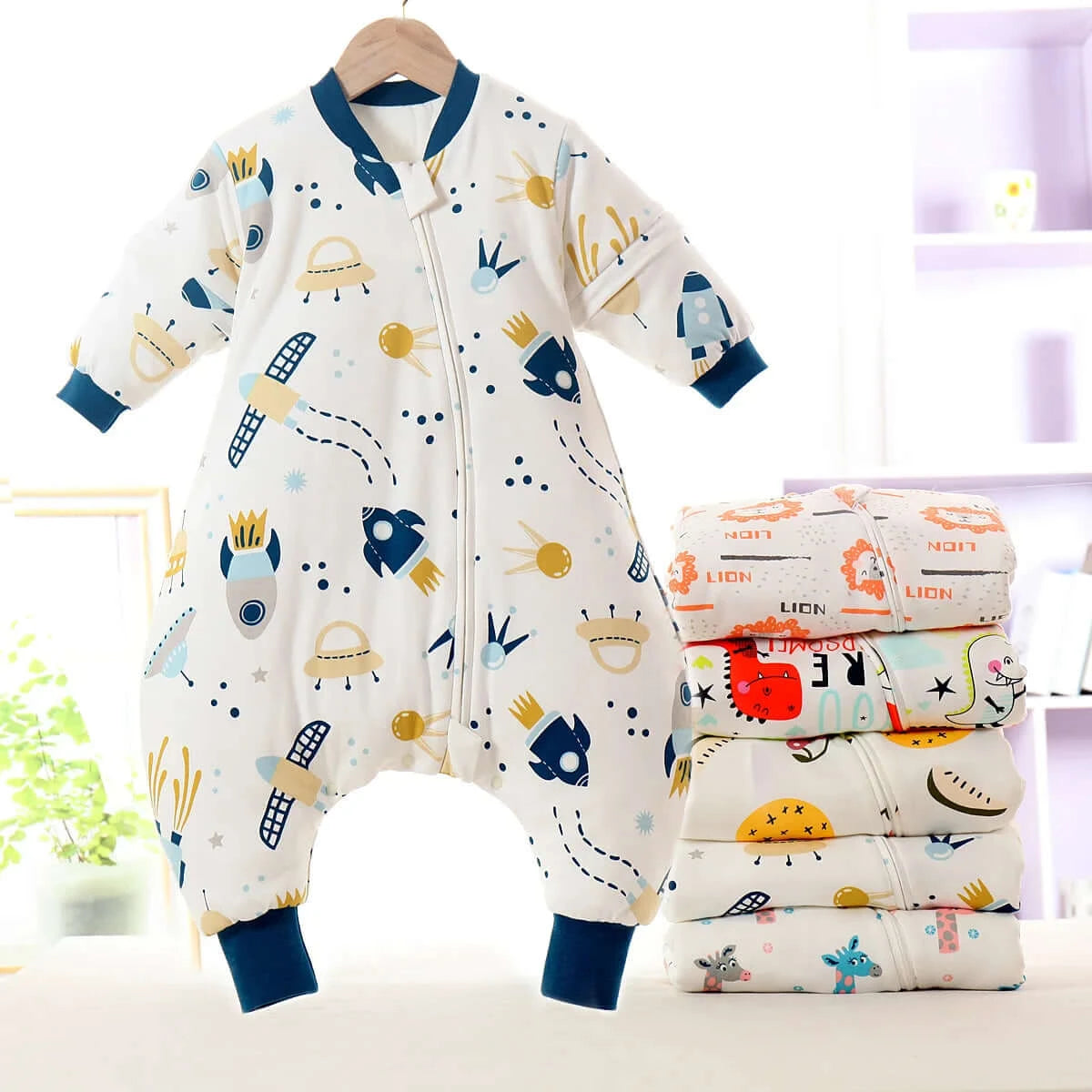 Image of All Seasons Baby Sleeping Bag - Soft Cotton, Detachable Sleeves, Ideal for Infant Sleepsack. Shop now at OleOle.