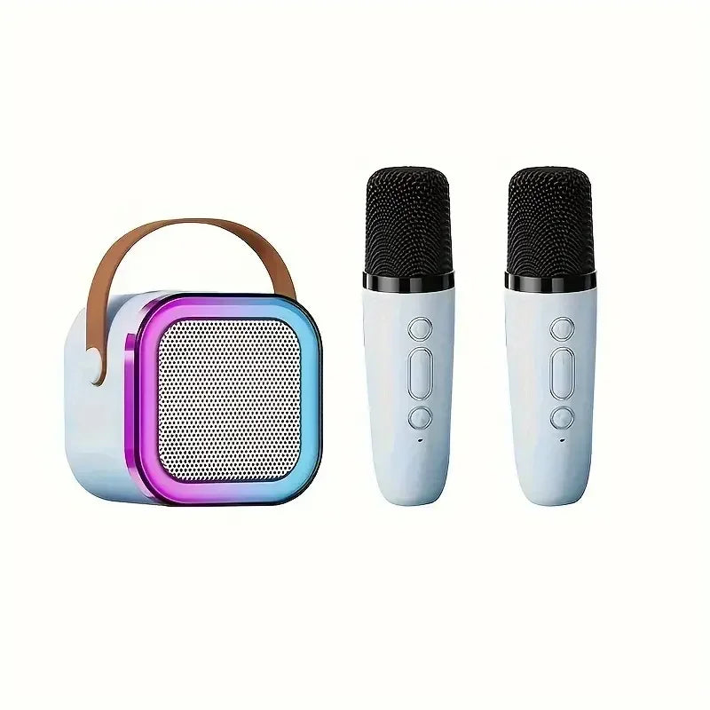 Image of Mini LED Karaoke System for Kids in Blue with dual mic