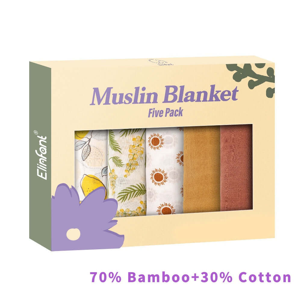 Image of Bamboo Cotton Muslin Bibs Gift Set - 5pcs. Soft, Stylish, and Ideal for Your Baby. Perfect Gift. On Sale Now at OleOle!