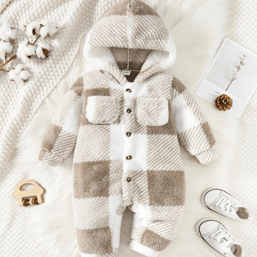 Image of Winter Hooded Baby Romper - Soft Fleece, Hooded Design - Cosy and Adorable. Shop now at OleOle.