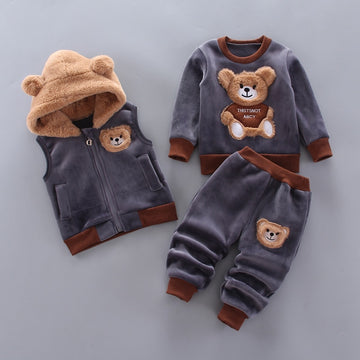 OleOle Thicken Fleece Hooded Winter Outwear Set for Baby Boys and Girls - 2 and 3Pcs Set (1 - 4yrs)