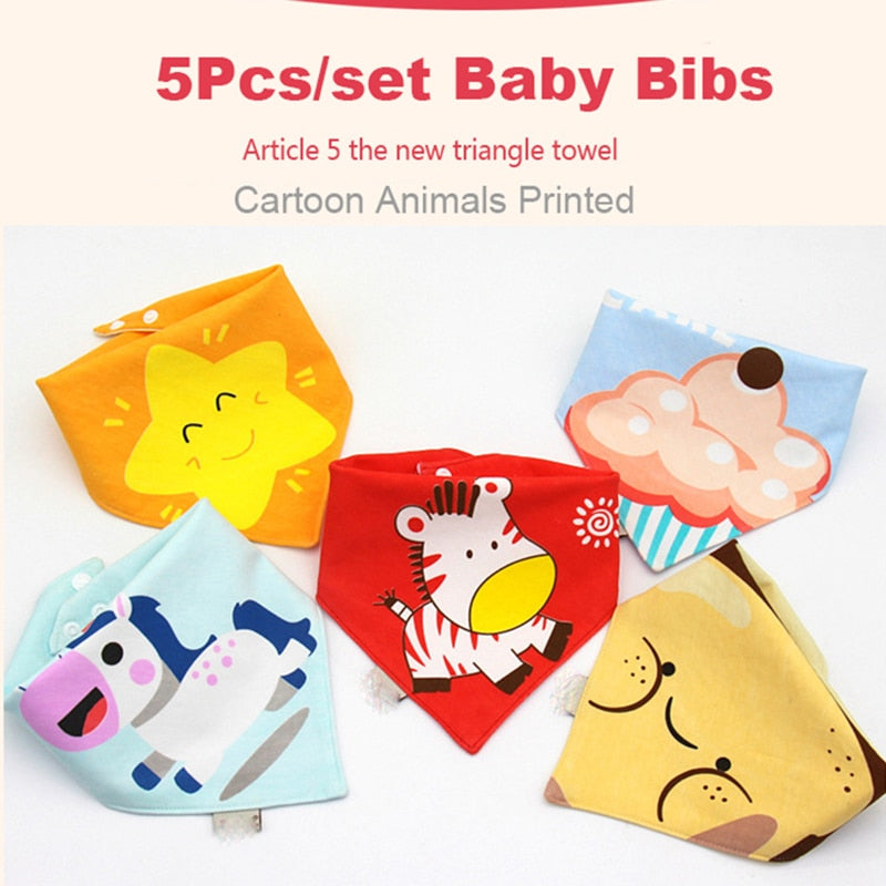 Image of 5pcs Stylish Bandana Baby Bib Set for Ultimate Softness! Shop now at OleOle.