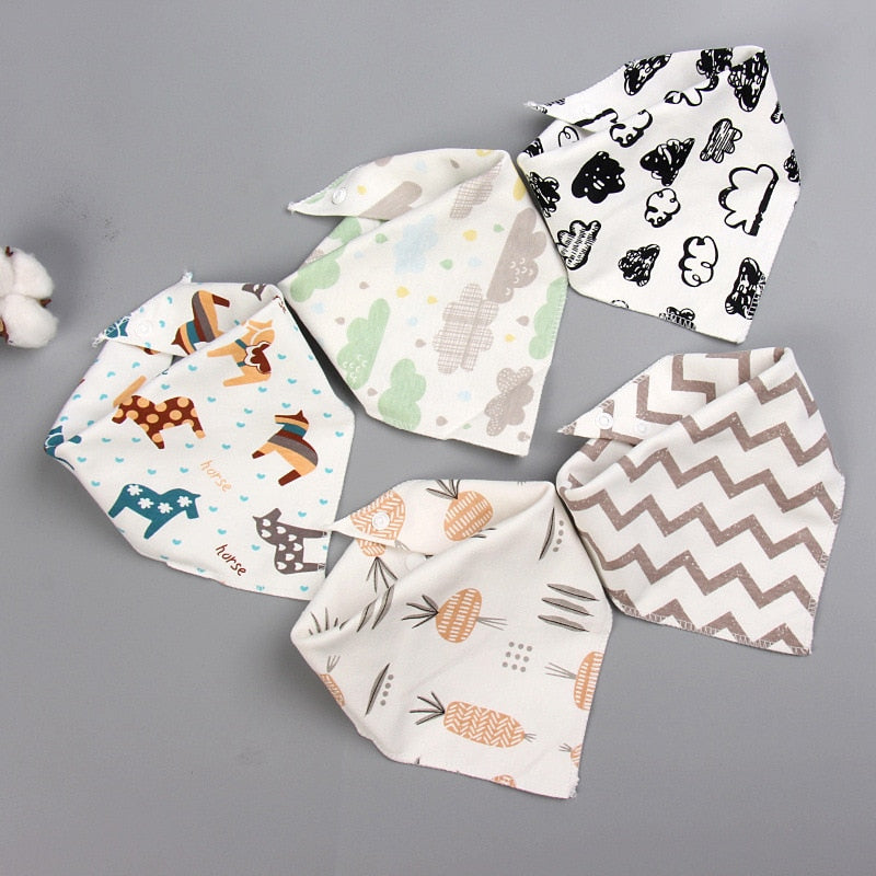 Image of 5pcs Stylish Bandana Baby Bib Set for Ultimate Softness! Shop now at OleOle.