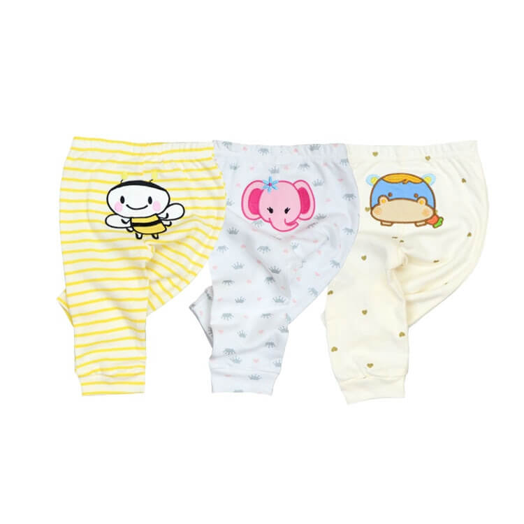 OleOle Four Seasons Baby Cartoon Pants - Set of 3 or 4 pieces suitable for infants aged 0-12 months.