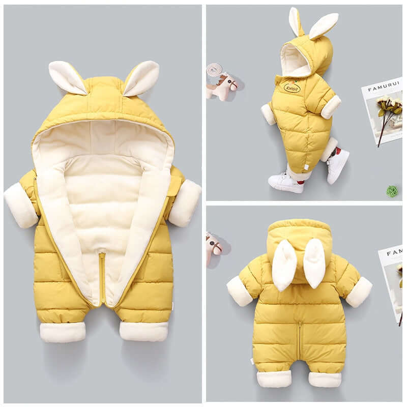 Image of Adorable Hooded Cartoon Overalls for Boys & Girls (0-2 yrs) - Perfect Autumn/Winter Style. Shop Now at OleOle for a Stylish Baby Look!