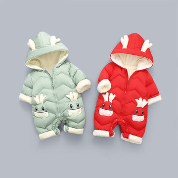 Image of Warm & Stylish Winter Snowsuit for Baby (0-3 yrs) - Cosy Velvet Jumpsuit for Newborn! Shop now at OleOle