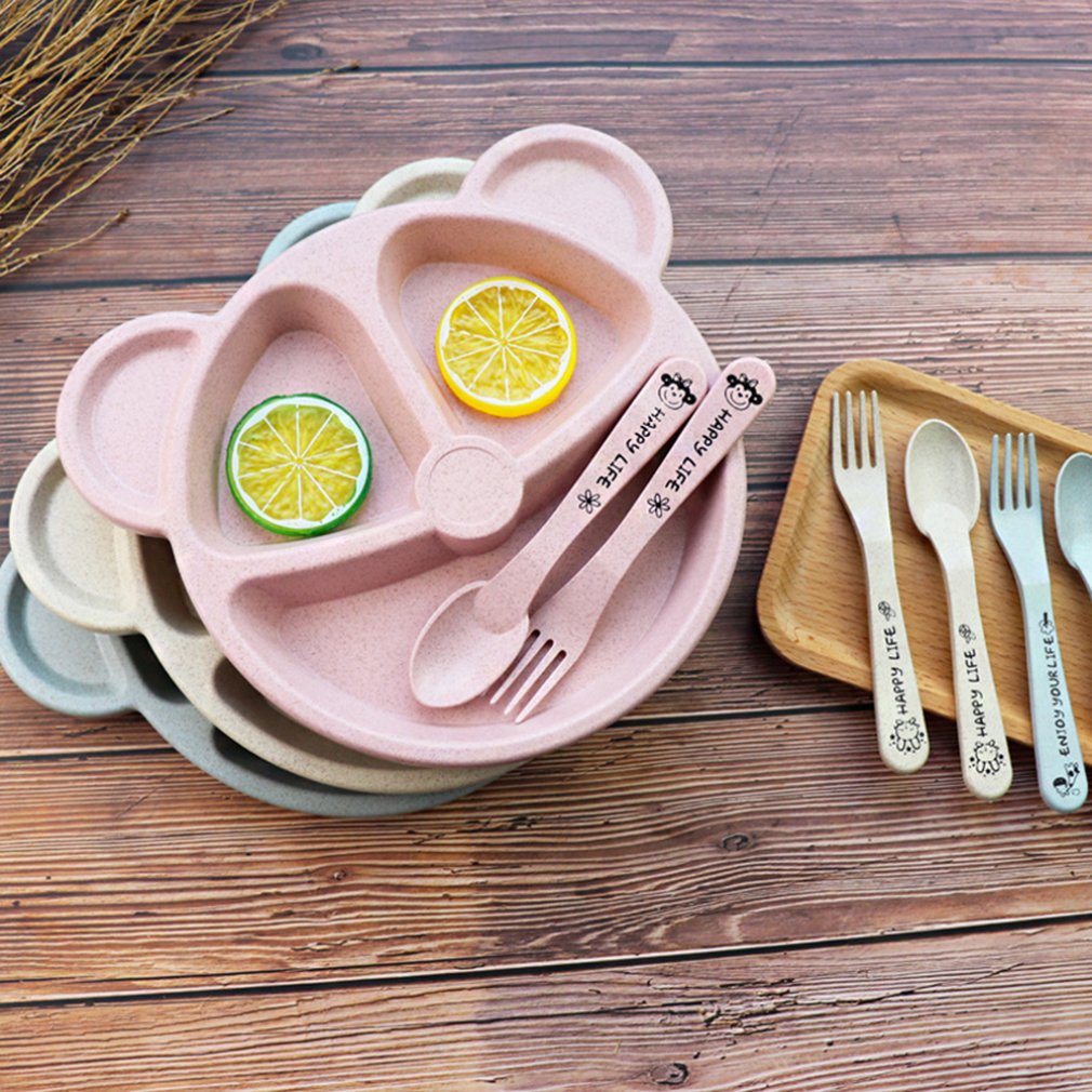 Image of Adorable Bear Kids Plate Set – Complete with Spoon and Fork for Mealtime Fun! Shop now at OleOle.