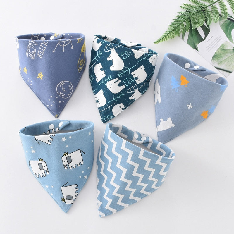 Image of 5pcs Stylish Bandana Baby Bib Set for Ultimate Softness! Shop now at OleOle.